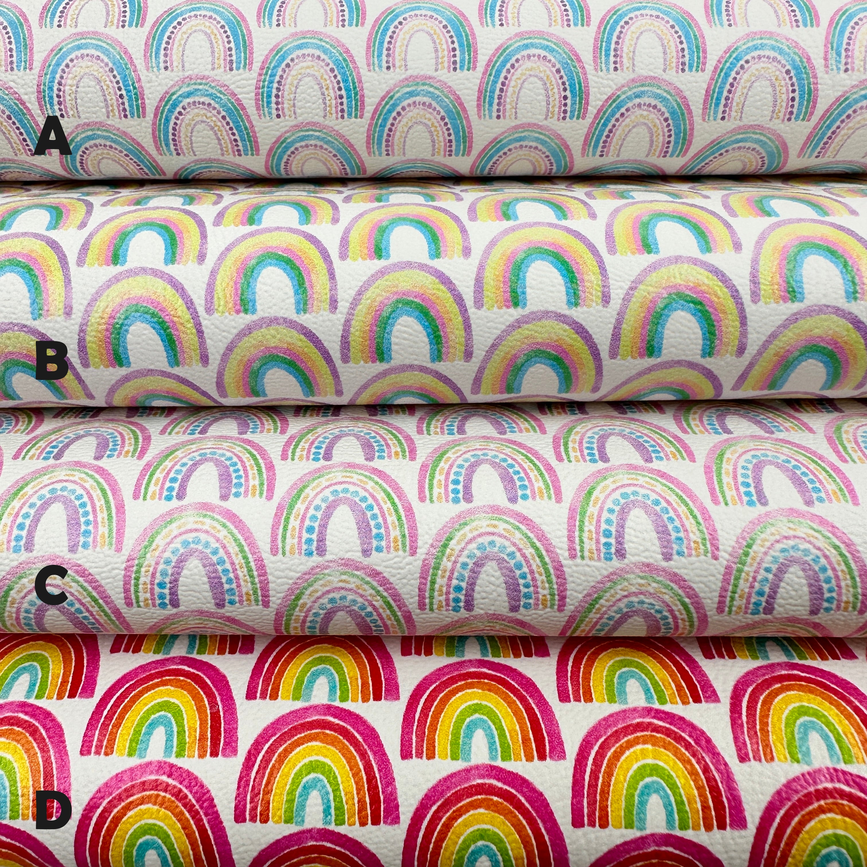 Watercolour rainbow - Pu Leatherette vinyl - canvas - choose Fabric ma ...