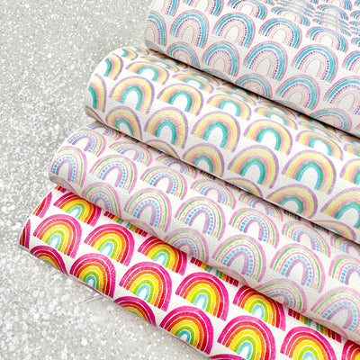 Watercolour rainbow - Pu Leatherette vinyl - canvas - choose Fabric material Sheets