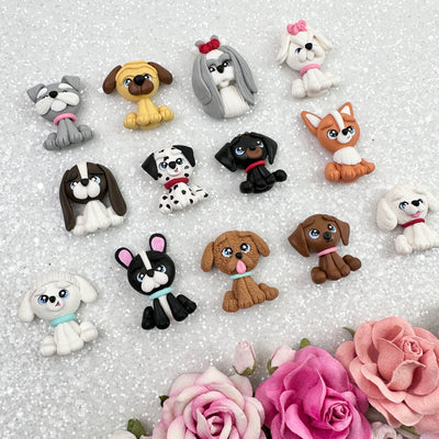 SALE The dogs family - Embellishment Clay Bow Centre