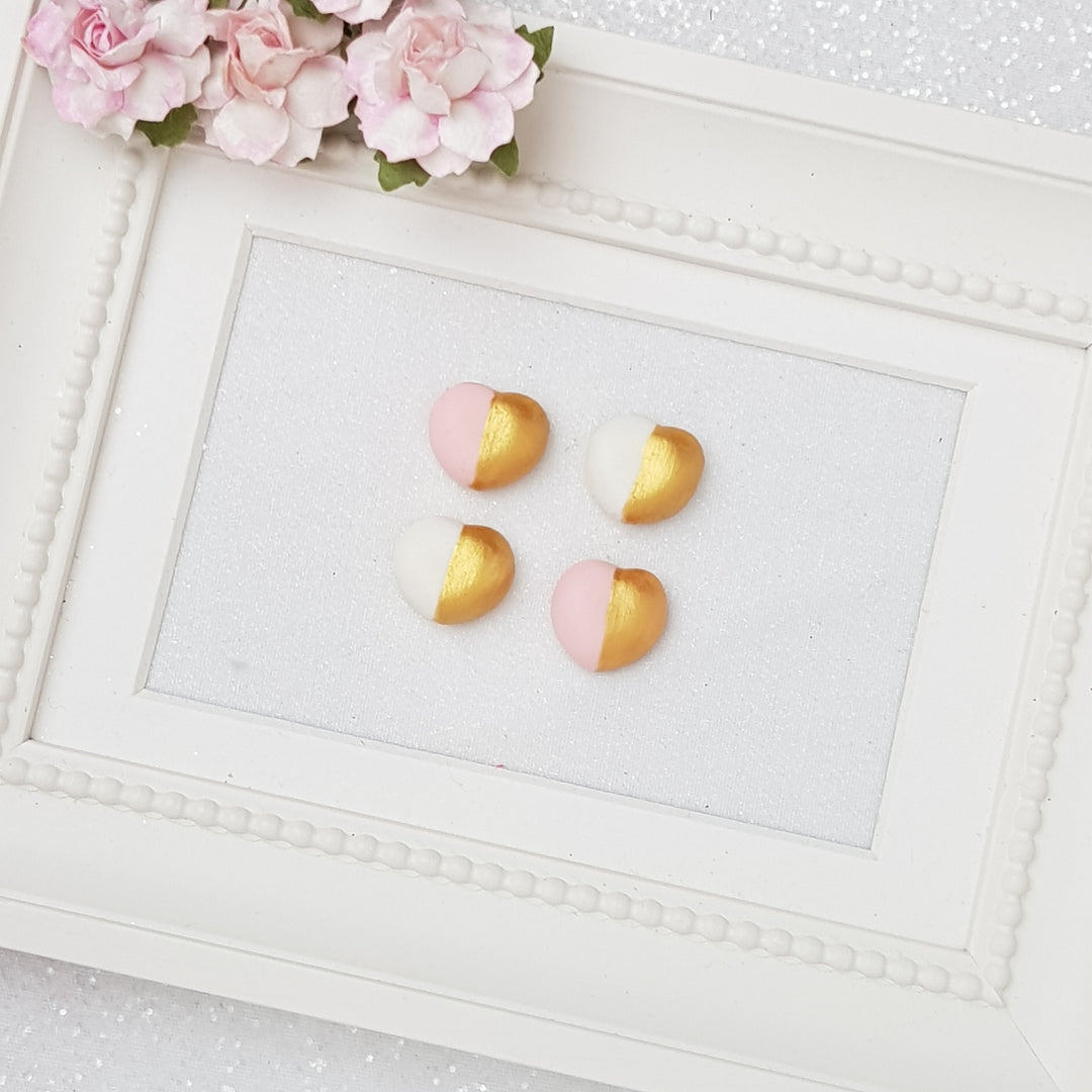 Golden heart set of 2 - Handmade Flatback Clay Bow Centre - Crafty Mood