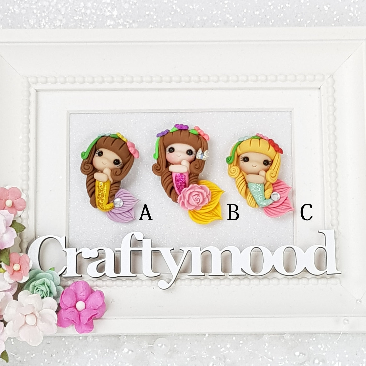 Adorable Mermaids - Handmade Flatback Clay Bow Centre