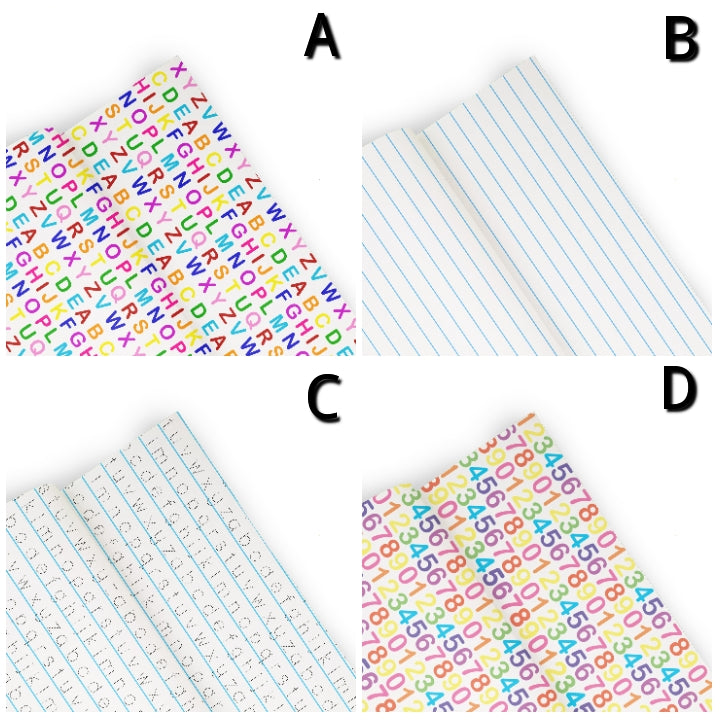 Alphabet - number school - Pu Leatherette vinyl - canvas - choose Fabric material Sheets