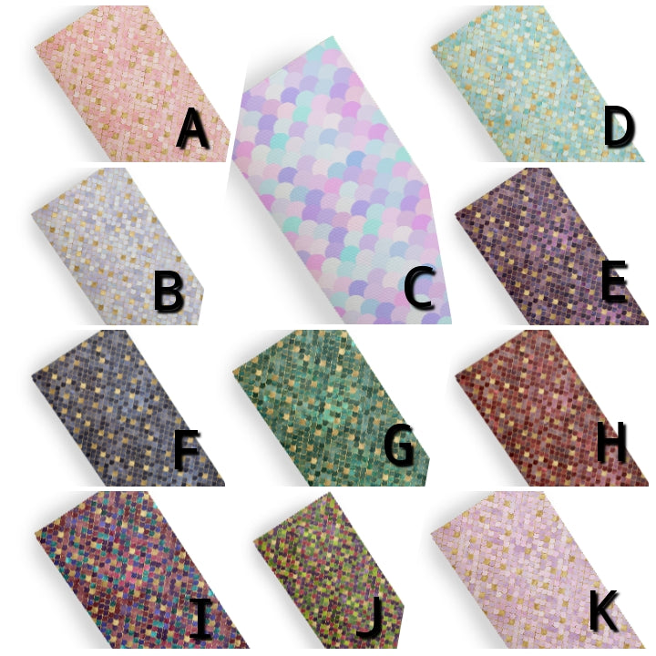 mermaid tail scales - Pu Leather vinyl - canvas - choose Fabric material Sheets