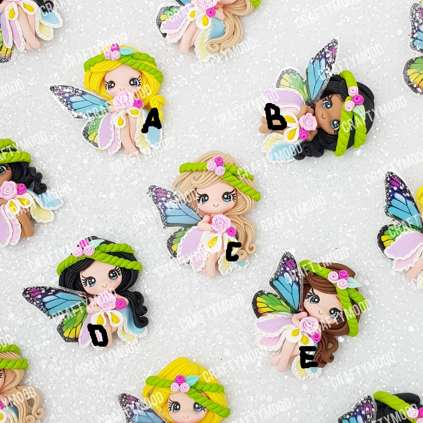 Cutie butterfly fairy C - Embellishment Clay Bow Centre