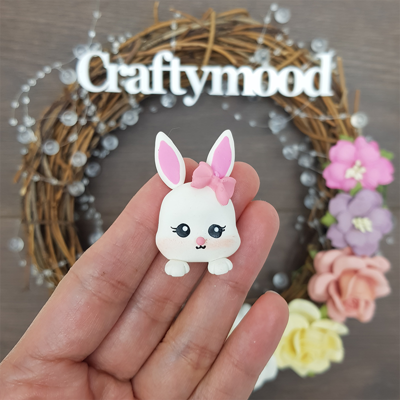 Bunny head Easter - Embellishment Clay Bow Centre
