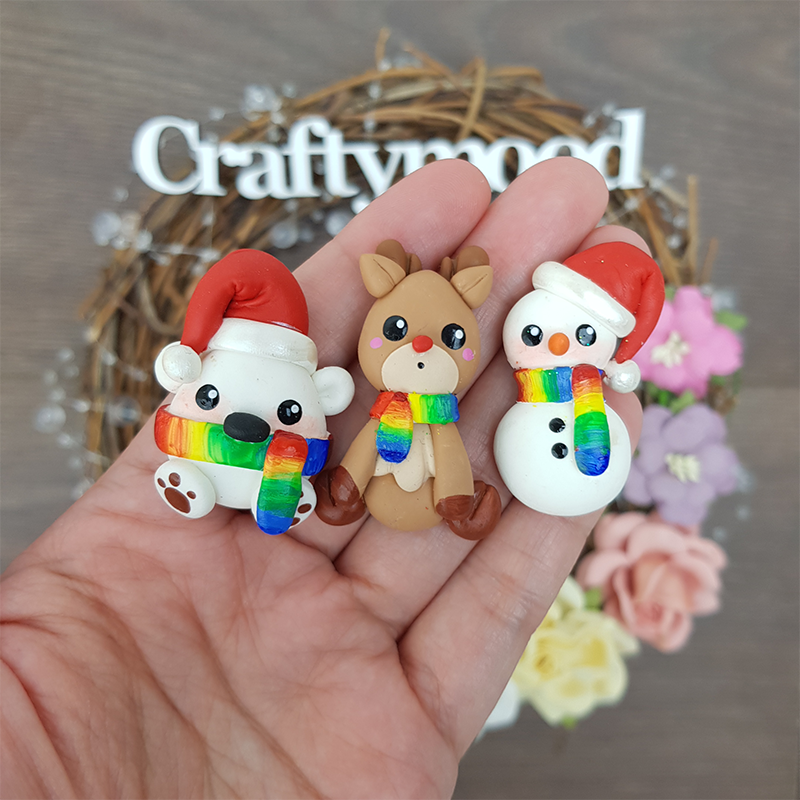 Christmas rainbow friends - Embellishment Clay Bow Centre