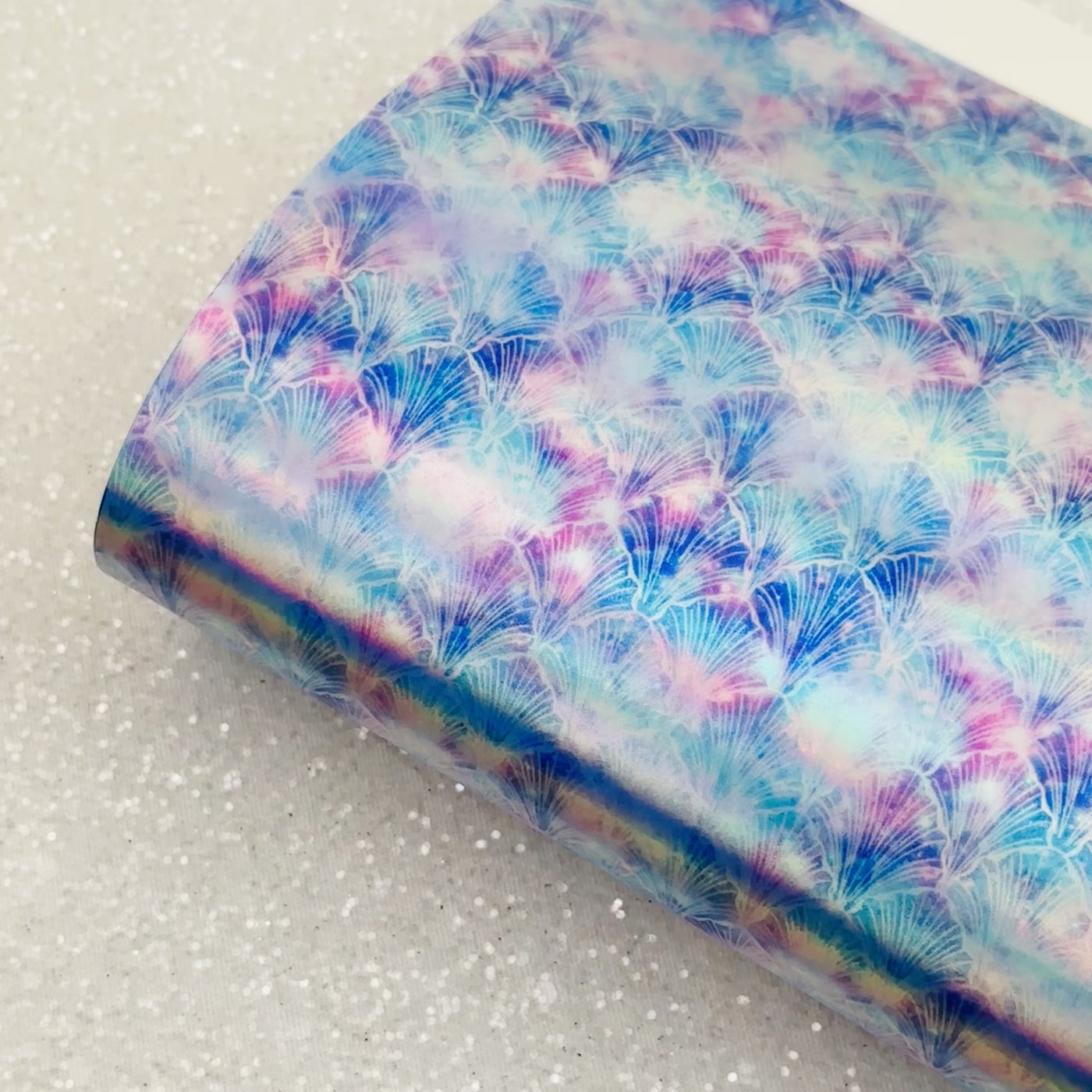 Sea shell clamshell Holographic  - faux Leather vinyl