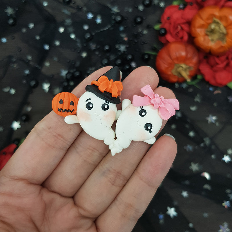 Halloween ghosts with hat bow - Embellishment Clay Bow Centre