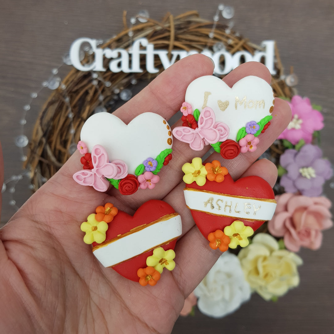 heart - for personalised leave name at the checkout - Embellishment Clay Bow Centre