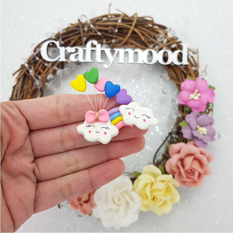Colorful rainbow - Embellishment Clay Bow Centre