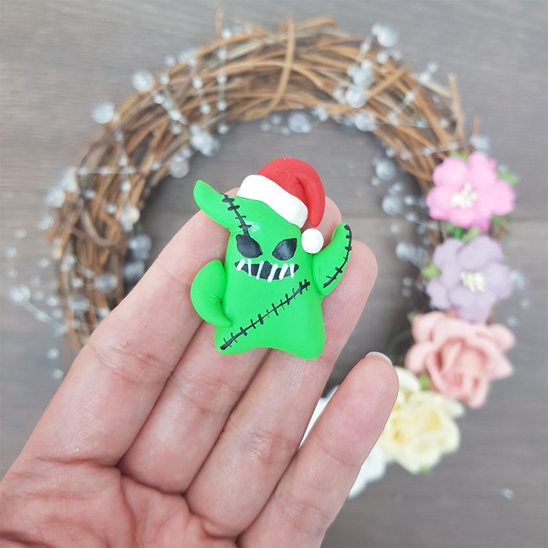 Christmas green ghost - Embellishment Clay Bow Centre