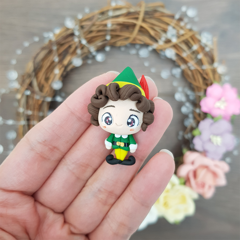 Green costume elf - Embellishment Clay Bow Centre