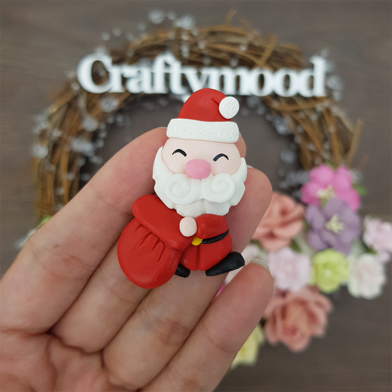 Christmas santa - Handmade Flatback Clay Bow Centre