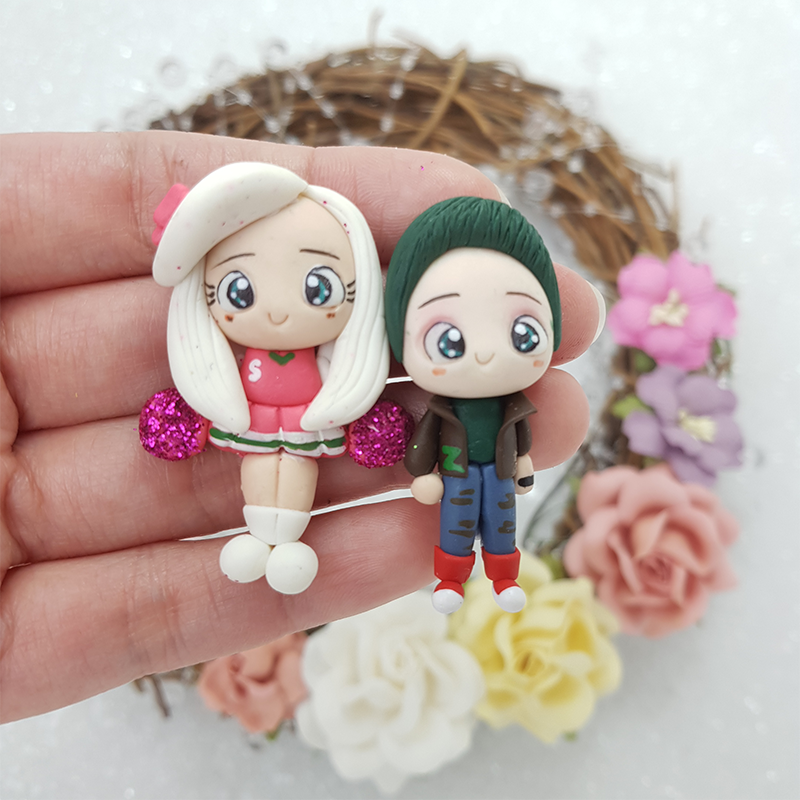 Boy and girl - Embellishment Clay Bow Centre