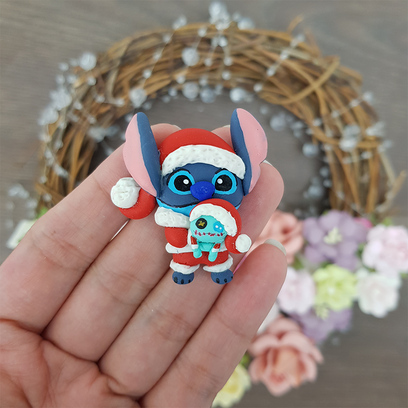 Christmas blue monster - Embellishment Clay Bow Centre