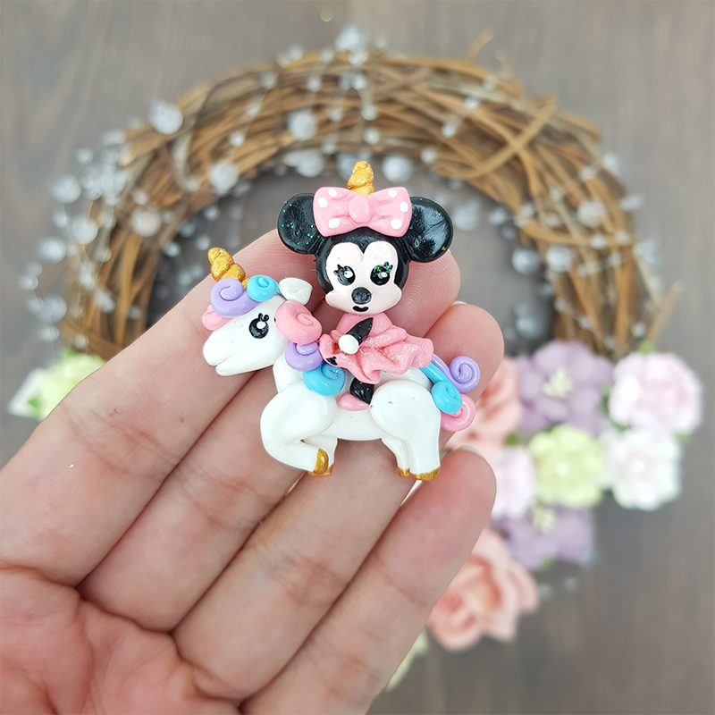 Mouse girl and unicorn - Embellishment Clay Bow Centre