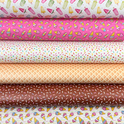 Ice cream sprinkles waffle - Pu Leather vinyl - canvas - choose Fabric material Sheets