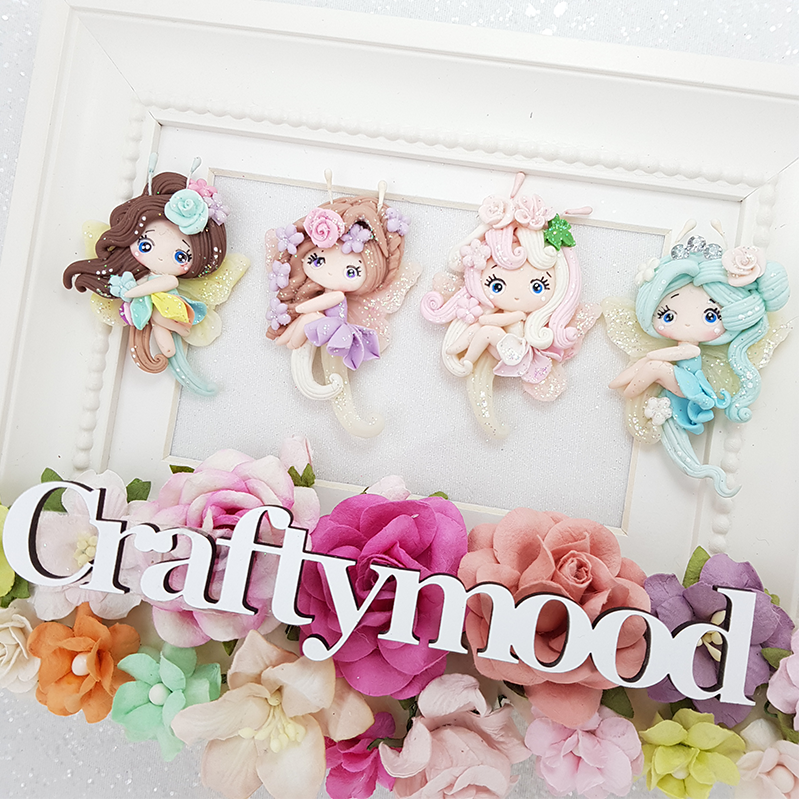 Kawaii Butterfly fairy  - Embellishment Clay Bow Centre