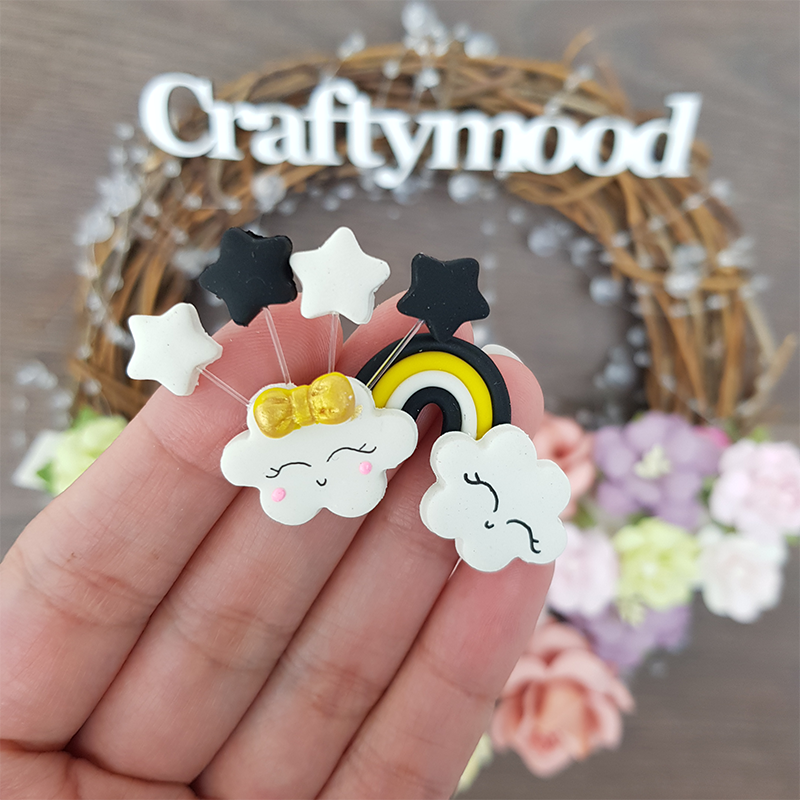 New year rainbow - Embellishment Clay Bow Centre