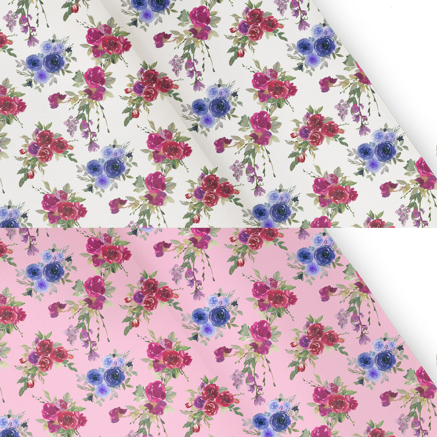 pink purple floral - Pu faux vegan Leather vinyl - canvas - choose Fabric material Sheets