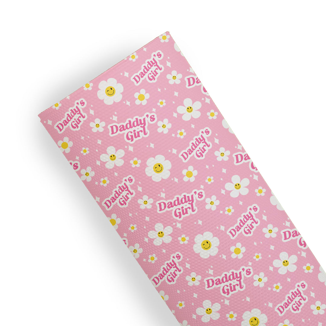 Father's day - Daddy's girl retro daisy flower - Pu Leather vinyl - canvas - choose Fabric material Sheets