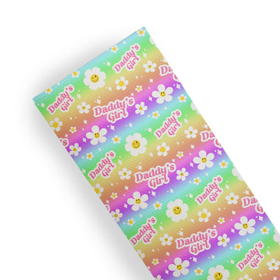 Father's day - Daddy's girl retro daisy flower - Pu Leather vinyl - canvas - choose Fabric material Sheets