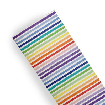 Rainbow watercolour Stripe - Leatherette vinyl - canvas - choose Fabric material Sheets