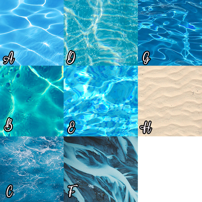 Sea water and sand  - Pu faux vegan Leather vinyl - canvas - choose Fabric material Sheets