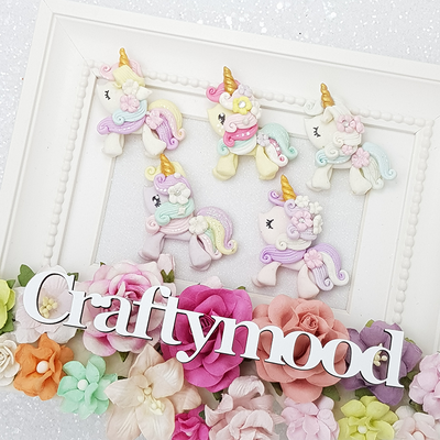 Unicorn pony - Handmade Flatback Clay Bow Centre