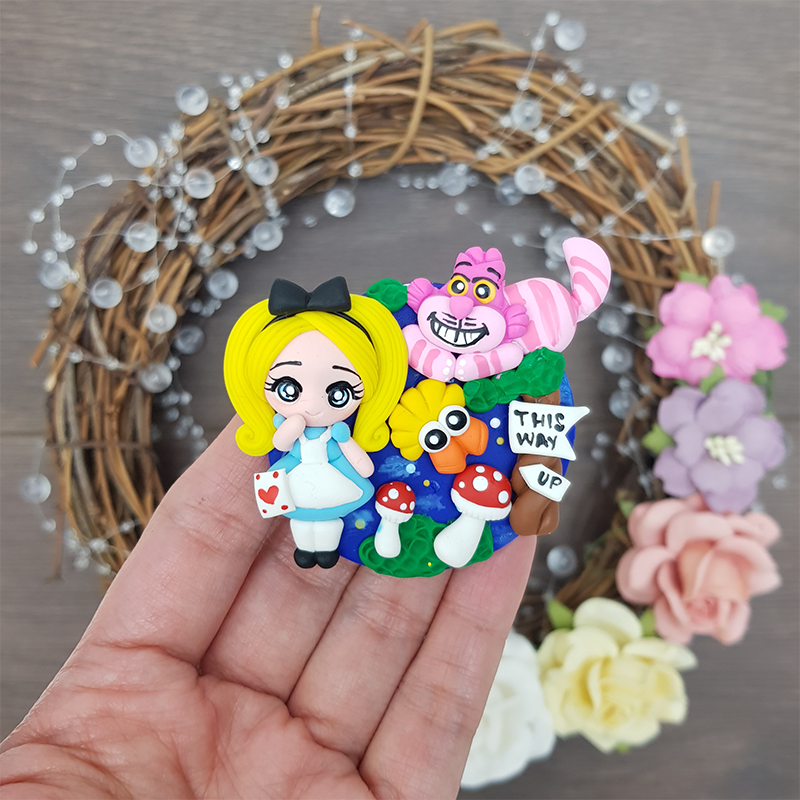 Wonderland cameo - Handmade Flatback Clay Bow Centre
